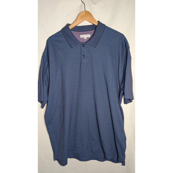 Alex Cannon Mens Short Sleeve Polo Size XXL Supima Cotton Blue Collared Golf - Picture 1 of 7